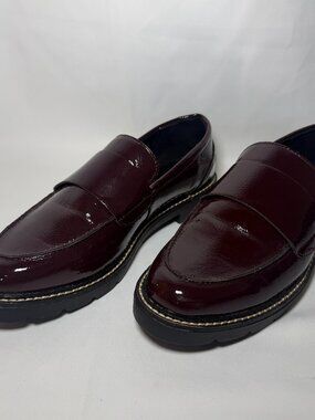 Reaction Kenneth Cole Franciss Loafer Womens 7.5 Med Cognac Brown Lug Sole New